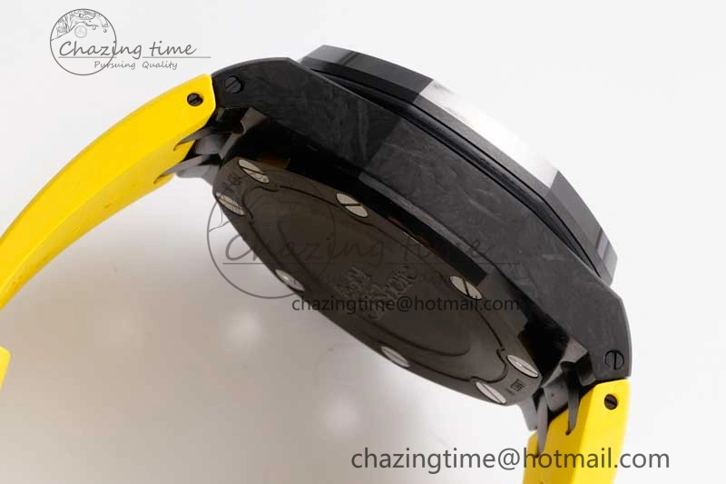 Royal Oak Offshore Bumble Bee Forged Carbon 1:1 JJF Best Edition on Yellow Rubber Strap A7750
