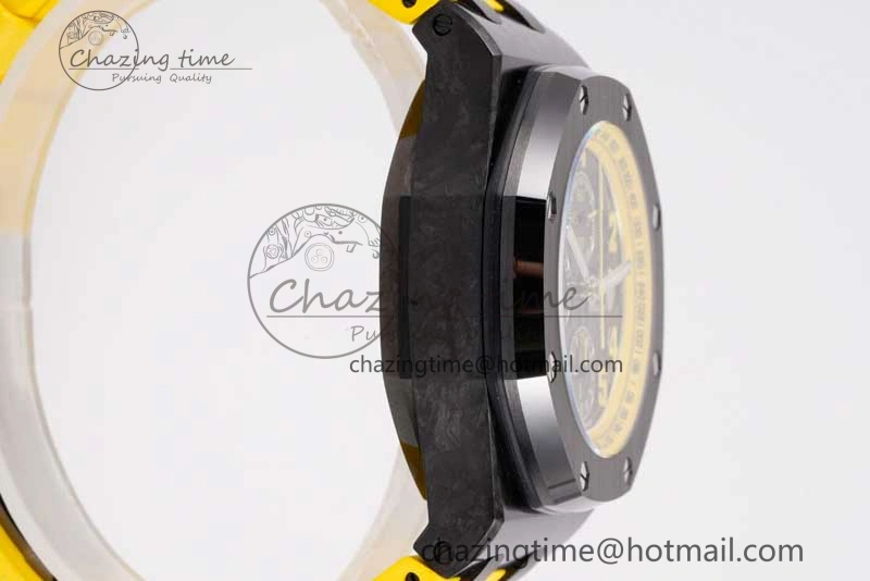 Royal Oak Offshore Bumble Bee Forged Carbon 1:1 JJF Best Edition on Yellow Rubber Strap A7750