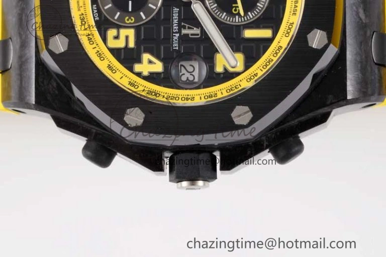 Royal Oak Offshore Bumble Bee Forged Carbon 1:1 JJF Best Edition on Yellow Rubber Strap A7750