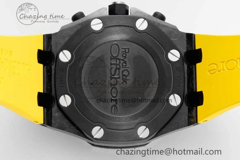 Royal Oak Offshore Bumble Bee Forged Carbon 1:1 JJF Best Edition on Yellow Rubber Strap A7750