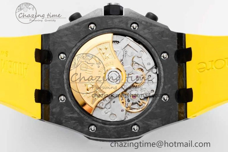 Royal Oak Offshore Bumble Bee Forged Carbon 1:1 JJF Best Edition on Yellow Rubber Strap A7750