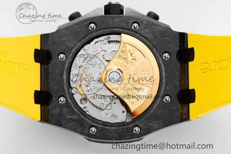 Royal Oak Offshore Bumble Bee Forged Carbon 1:1 JJF Best Edition on Yellow Rubber Strap A7750
