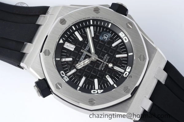 Royal Oak Offshore Diver 15703 APSF 1:1 Best Edition Black Dial on Black Rubber Strap A3120 Super Clone