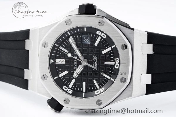 Royal Oak Offshore Diver 15703 APSF 1:1 Best Edition Black Dial on Black Rubber Strap A3120 Super Clone