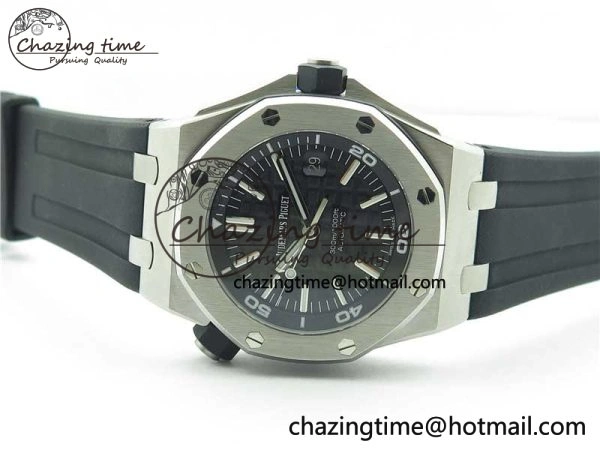 Royal Oak Offshore Diver 15703 ZF 1:1 Best Edition Black Dial on Black Rubber Strap A2824