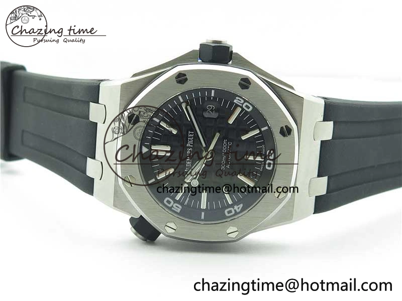 Royal Oak Offshore Diver 15703 ZF 1:1 Best Edition Black Dial on Black Rubber Strap A2824