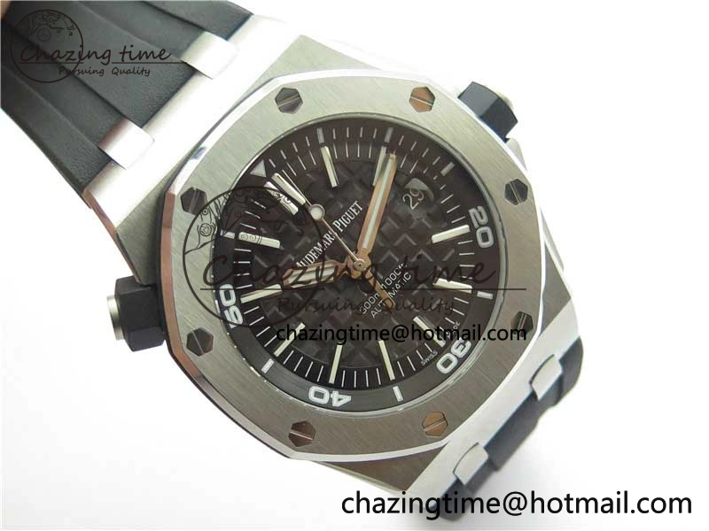 Royal Oak Offshore Diver 15703 ZF 1:1 Best Edition Black Dial on Black Rubber Strap A2824