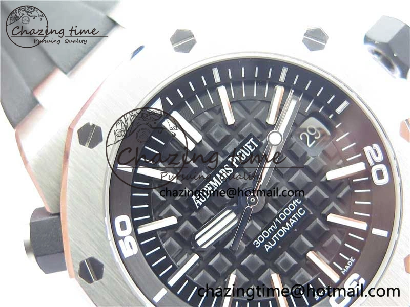 Royal Oak Offshore Diver 15703 ZF 1:1 Best Edition Black Dial on Black Rubber Strap A2824