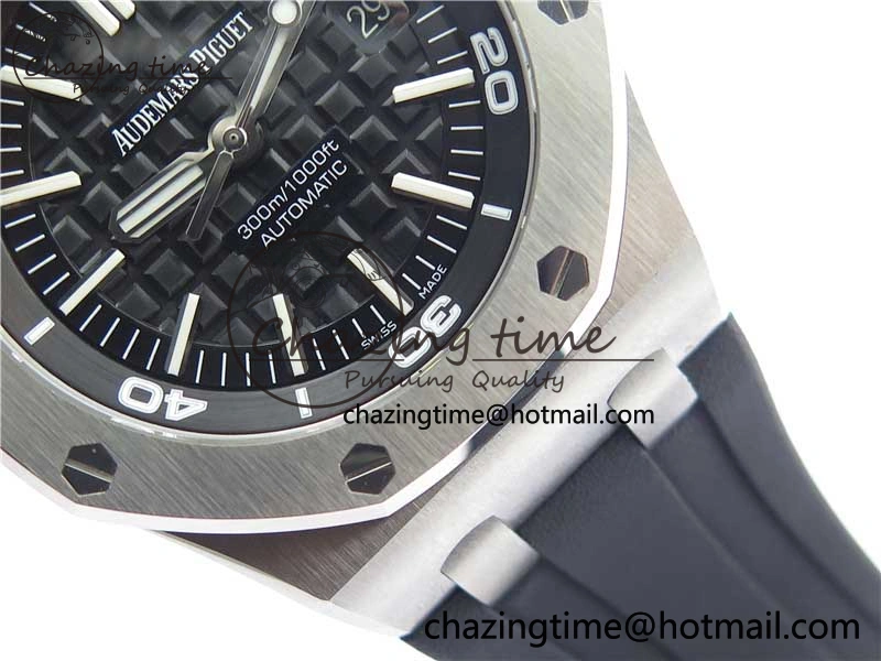 Royal Oak Offshore Diver 15703 ZF 1:1 Best Edition Black Dial on Black Rubber Strap A2824