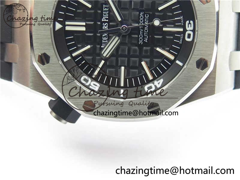 Royal Oak Offshore Diver 15703 ZF 1:1 Best Edition Black Dial on Black Rubber Strap A2824