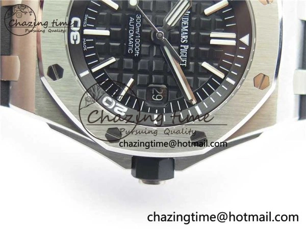 Royal Oak Offshore Diver 15703 ZF 1:1 Best Edition Black Dial on Black Rubber Strap A2824