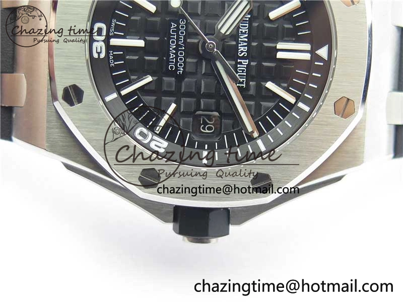 Royal Oak Offshore Diver 15703 ZF 1:1 Best Edition Black Dial on Black Rubber Strap A2824