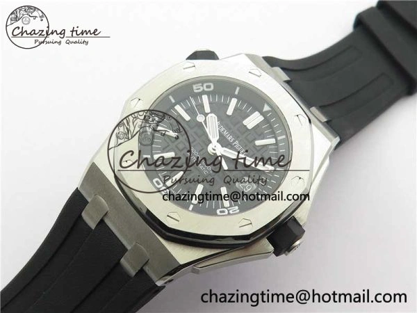 Royal Oak Offshore Diver 15703 ZF 1:1 Best Edition Black Dial on Black Rubber Strap A2824