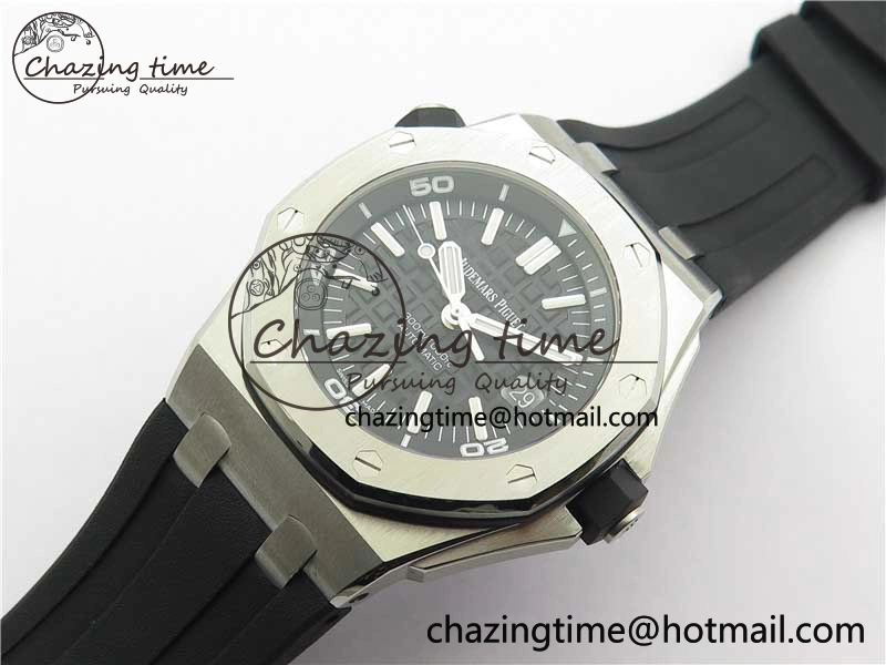 Royal Oak Offshore Diver 15703 ZF 1:1 Best Edition Black Dial on Black Rubber Strap A2824
