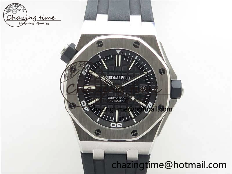 Royal Oak Offshore Diver 15703 ZF 1:1 Best Edition Black Dial on Black Rubber Strap A2824