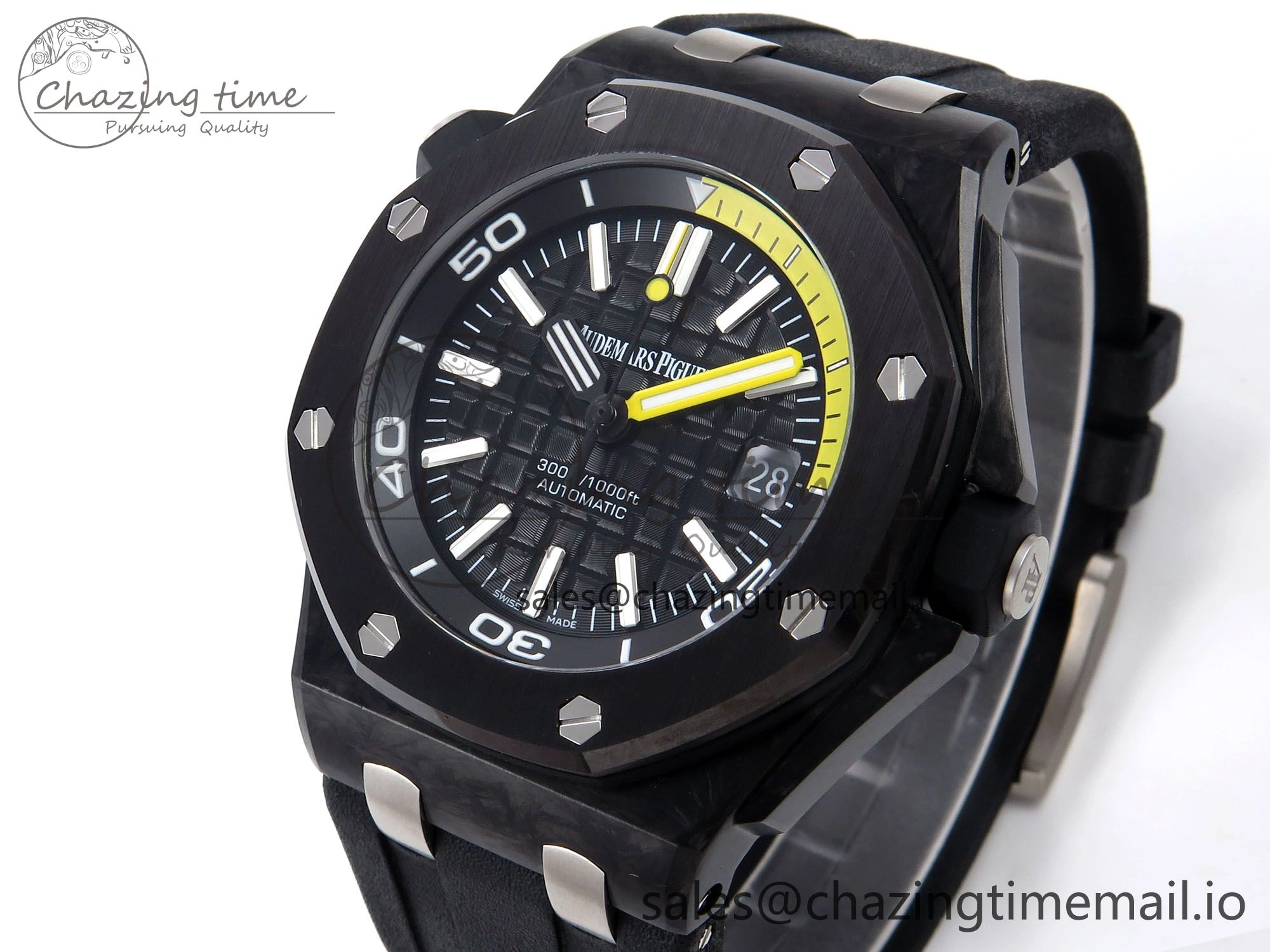 Royal Oak Offshore Diver 15706 Forged Carbon IPF Best Edition on Rubber Strap MIYOTA 9015