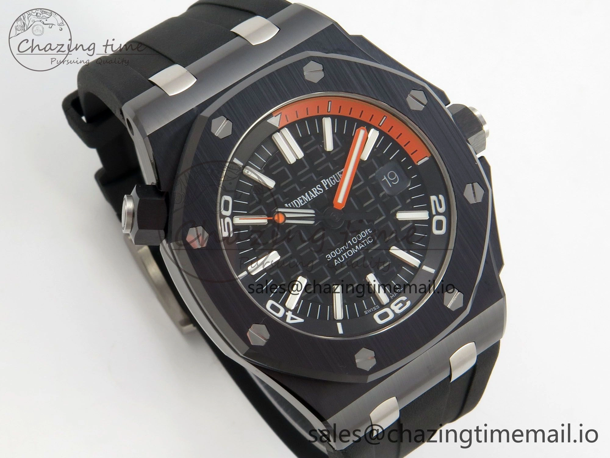 Royal Oak Offshore Diver 15707 Black Ceramic APSF Black Orange Dial on Black Rubber Strap SH3120 Super Clone