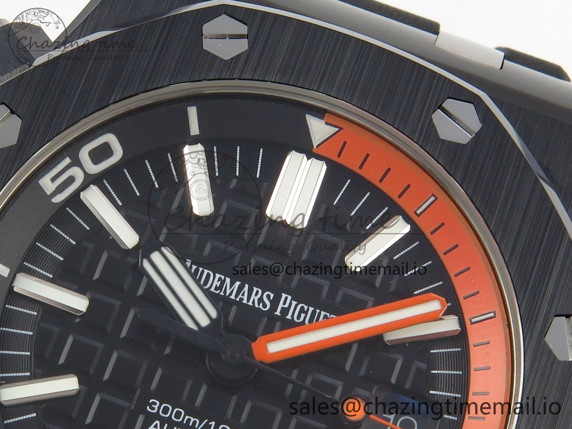 Royal Oak Offshore Diver 15707 Black Ceramic APSF Black Orange Dial on Black Rubber Strap SH3120 Super Clone