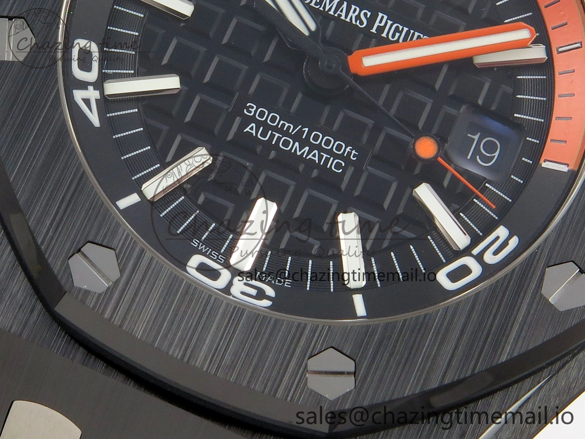 Royal Oak Offshore Diver 15707 Black Ceramic APSF Black Orange Dial on Black Rubber Strap SH3120 Super Clone