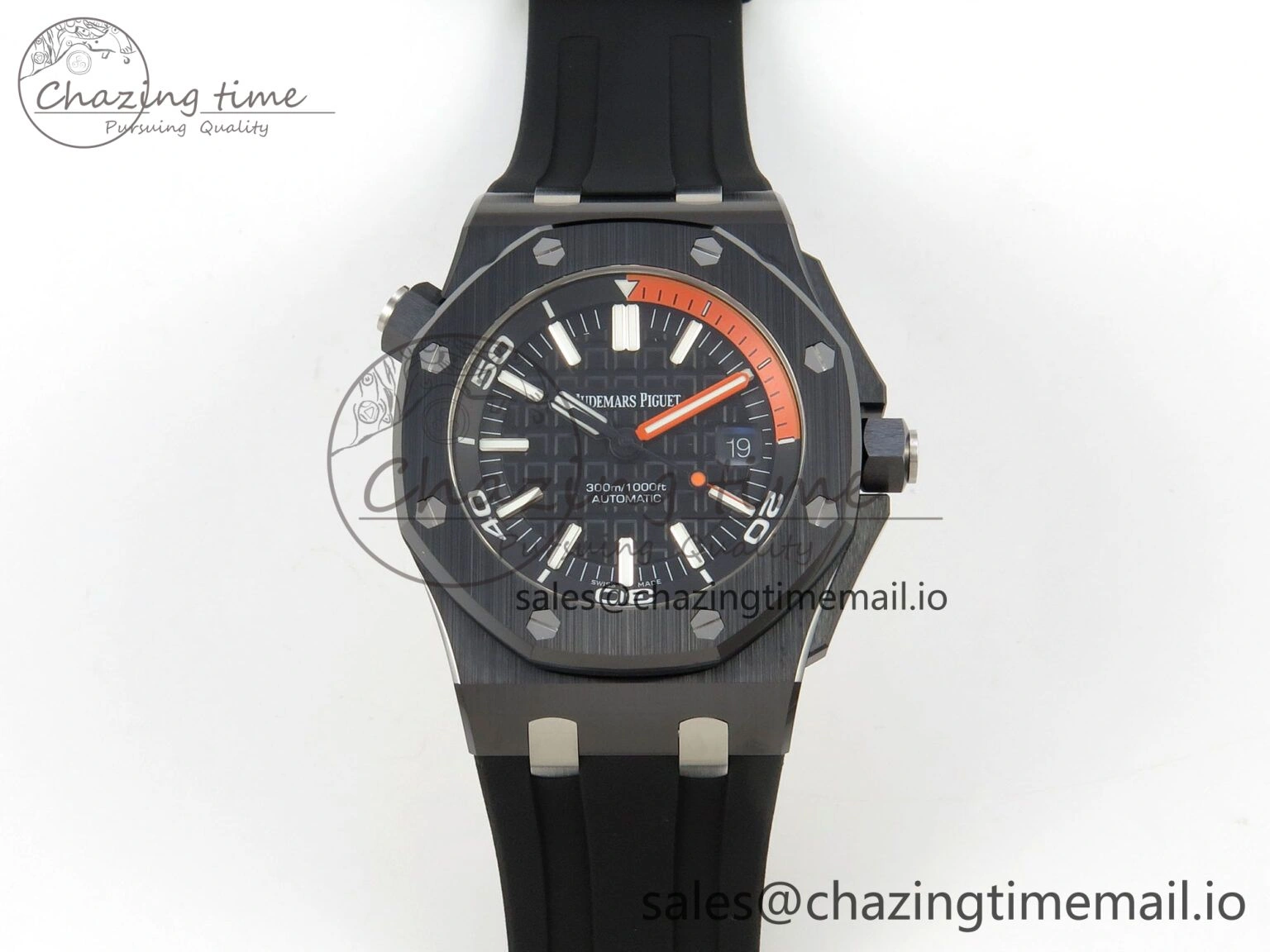 Royal Oak Offshore Diver 15707 Black Ceramic APSF Black Orange Dial on Black Rubber Strap SH3120 Super Clone