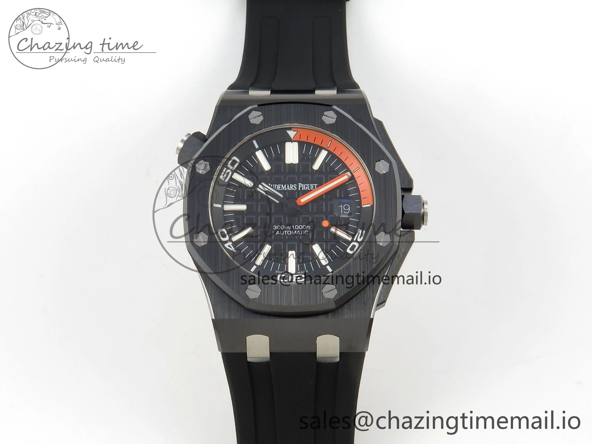 Royal Oak Offshore Diver 15707 Black Ceramic APSF Black Orange Dial on Black Rubber Strap SH3120 Super Clone