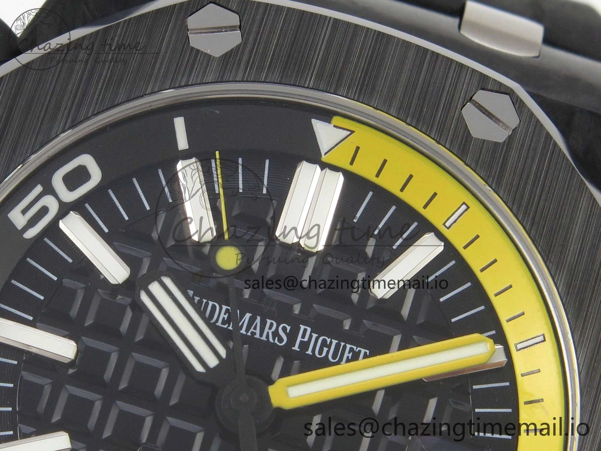 Royal Oak Offshore Diver 15707 Black Ceramic APSF Black Yellow Dial on Black Rubber Strap SH3120 Super Clone