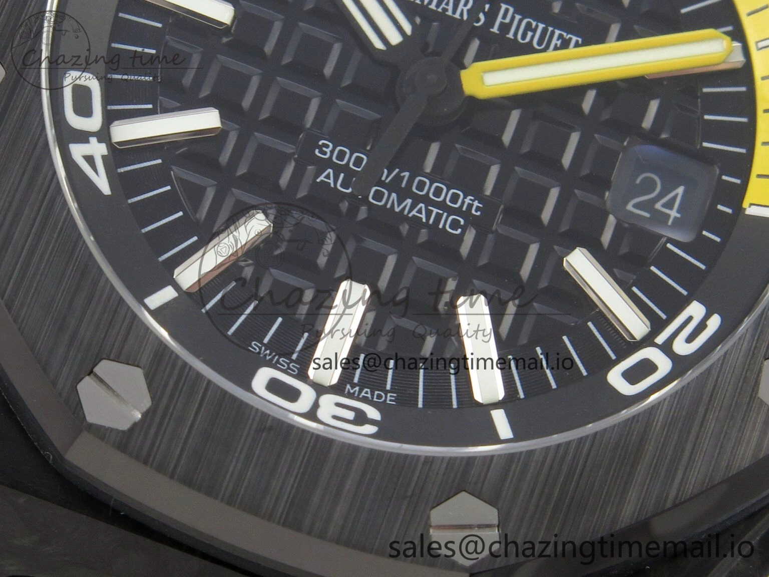 Royal Oak Offshore Diver 15707 Black Ceramic APSF Black Yellow Dial on Black Rubber Strap SH3120 Super Clone