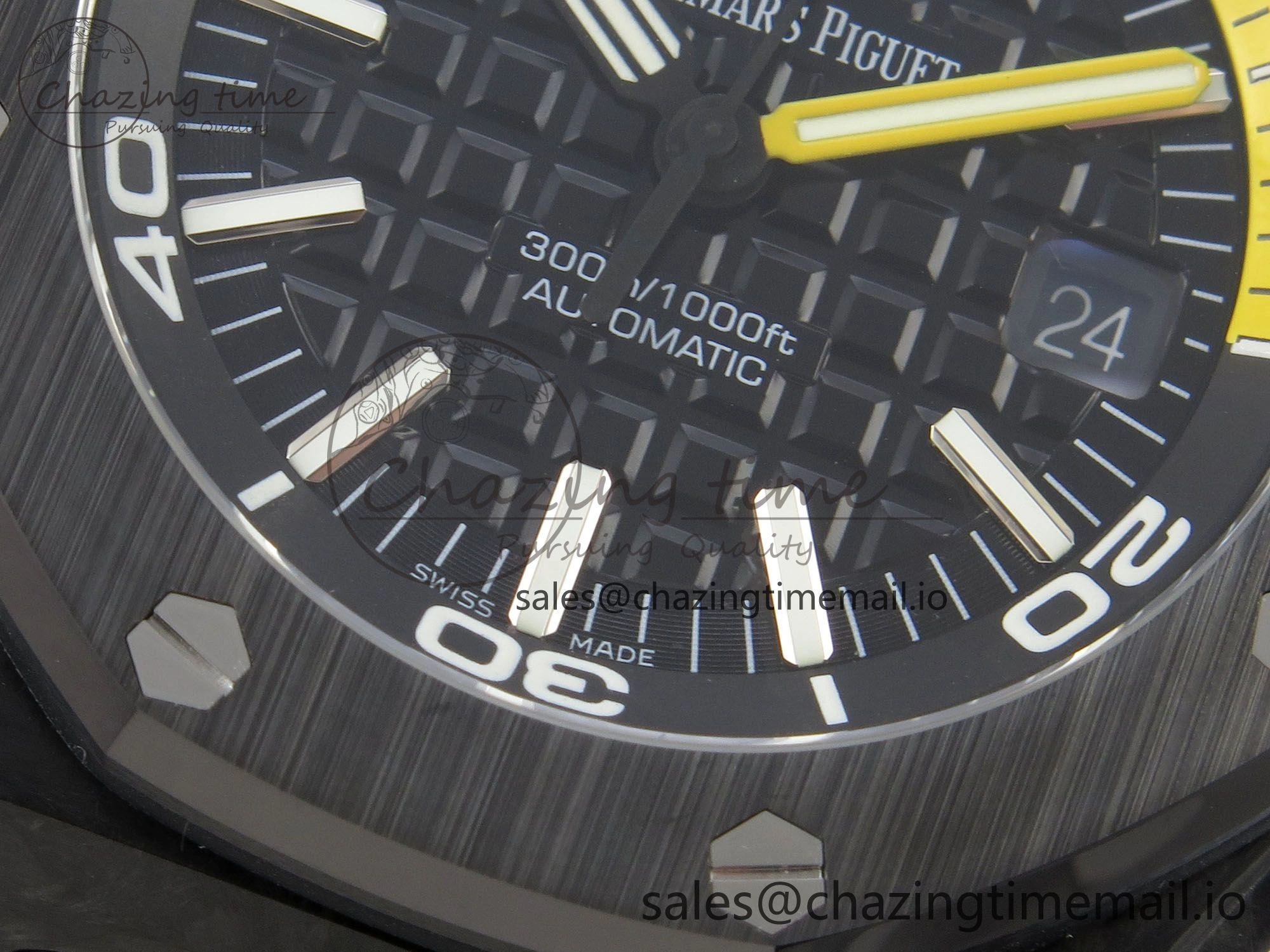 Royal Oak Offshore Diver 15707 Black Ceramic APSF Black Yellow Dial on Black Rubber Strap SH3120 Super Clone