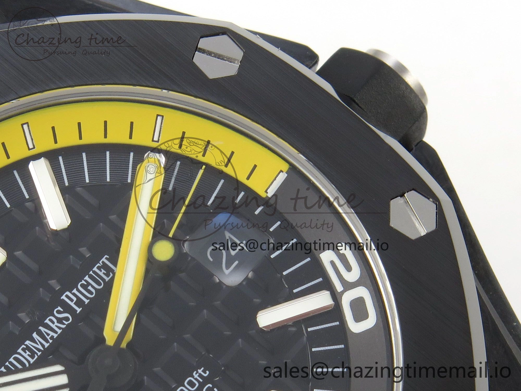 Royal Oak Offshore Diver 15707 Black Ceramic APSF Black Yellow Dial on Black Rubber Strap SH3120 Super Clone