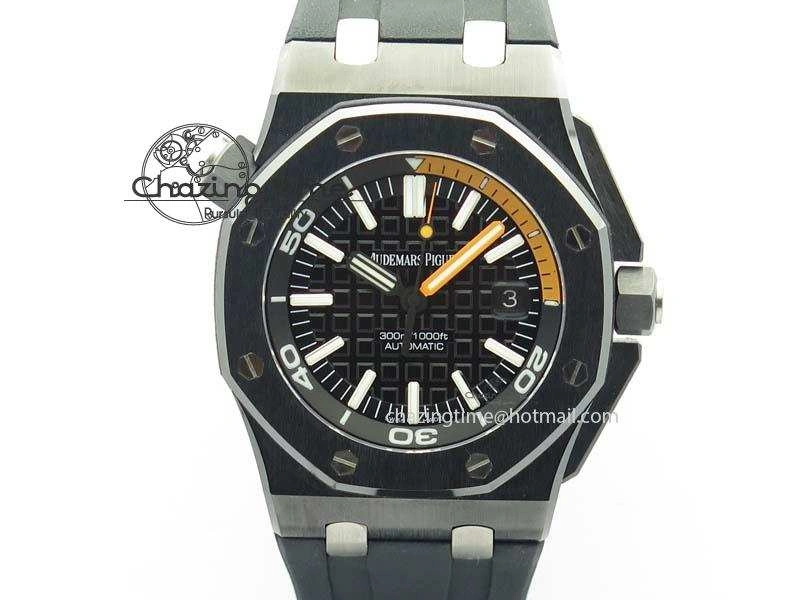 Royal Oak Offshore Diver 15707 Real Ceramic BP-Maker On Rubber Strap A3120