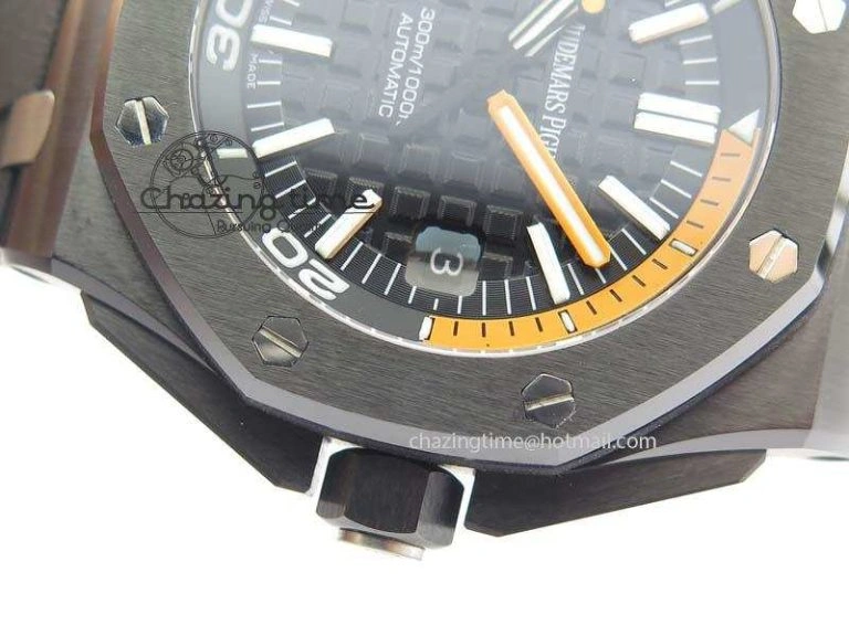 Royal Oak Offshore Diver 15707 Real Ceramic BP-Maker On Rubber Strap A3120