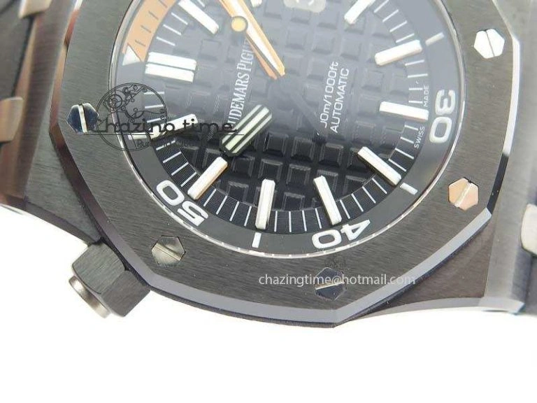 Royal Oak Offshore Diver 15707 Real Ceramic BP-Maker On Rubber Strap A3120