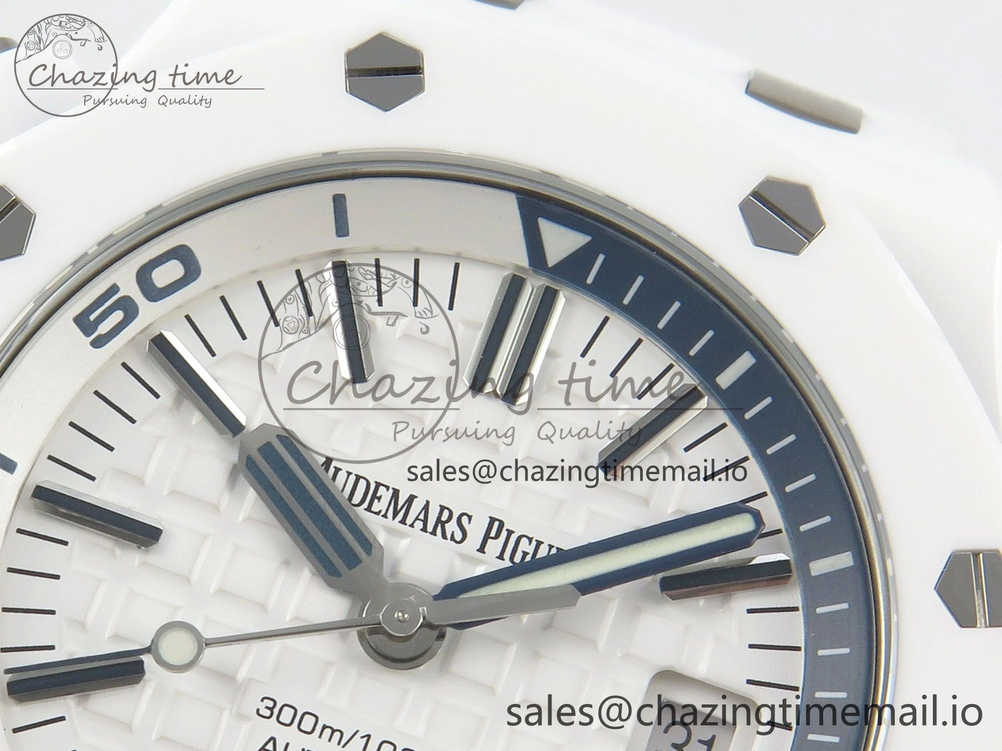 Royal Oak Offshore Diver 15707 White Ceramic APSF White Dial on White Rubber Strap SH3120 Super Clone