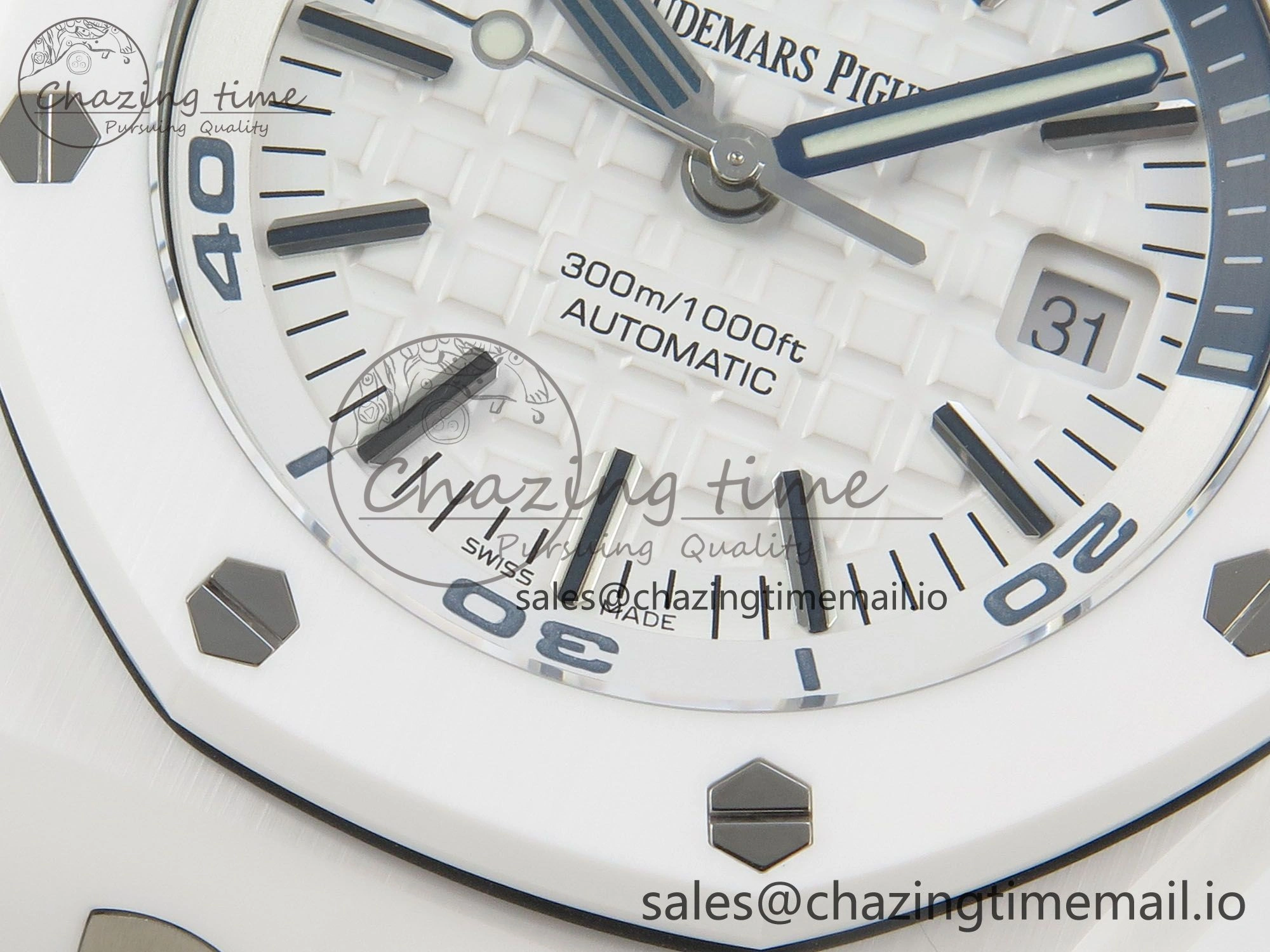 Royal Oak Offshore Diver 15707 White Ceramic APSF White Dial on White Rubber Strap SH3120 Super Clone