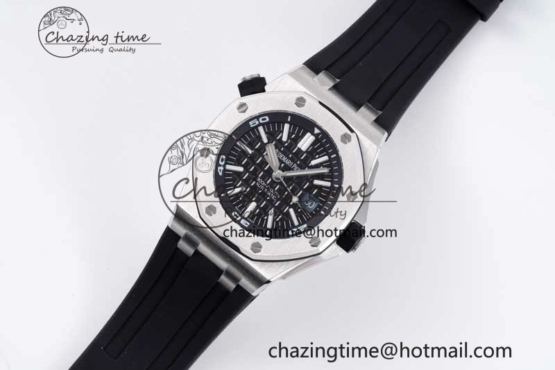 Royal Oak Offshore Diver 15710 APSF 1:1 Best Edition Black Dial on Black Rubber Strap V2 A3120 Super Clone