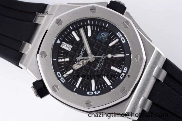Royal Oak Offshore Diver 15710 APSF 1:1 Best Edition Black Dial on Black Rubber Strap V2 A3120 Super Clone