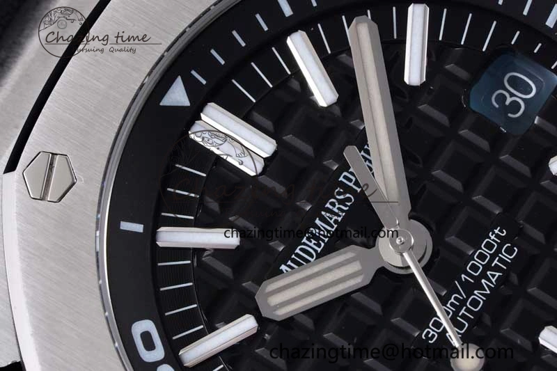 Royal Oak Offshore Diver 15710 APSF 1:1 Best Edition Black Dial on Black Rubber Strap V2 A3120 Super Clone