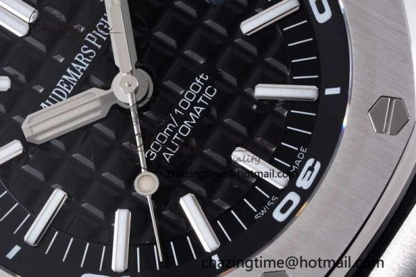 Royal Oak Offshore Diver 15710 APSF 1:1 Best Edition Black Dial on Black Rubber Strap V2 A3120 Super Clone