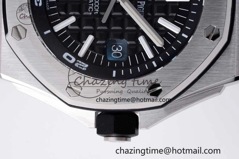 Royal Oak Offshore Diver 15710 APSF 1:1 Best Edition Black Dial on Black Rubber Strap V2 A3120 Super Clone