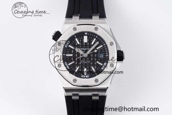 Royal Oak Offshore Diver 15710 APSF 1:1 Best Edition Black Dial on Black Rubber Strap V2 A3120 Super Clone
