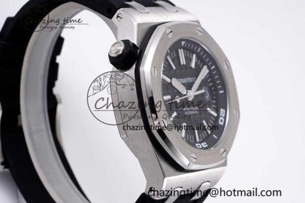 Royal Oak Offshore Diver 15710 APSF 1:1 Best Edition Black Dial on Black Rubber Strap V2 A3120 Super Clone
