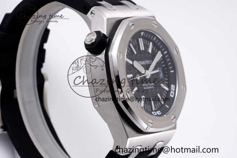 Royal Oak Offshore Diver 15710 APSF 1:1 Best Edition Black Dial on Black Rubber Strap V2 A3120 Super Clone