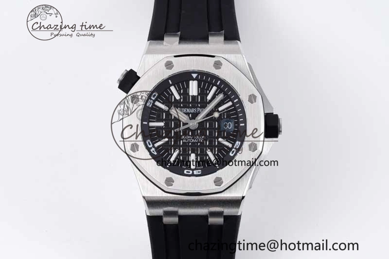 Royal Oak Offshore Diver 15710 APSF 1:1 Best Edition Black Dial on Black Rubber Strap V2 A3120 Super Clone