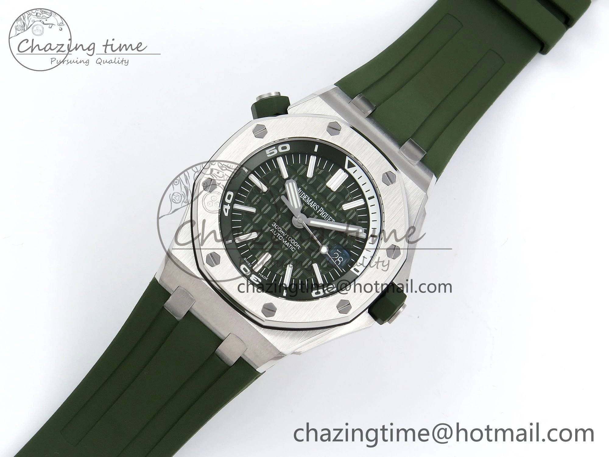 Royal Oak Offshore Diver 15710 IPF 1:1 Best Edition Green Dial on Green Rubber Strap SA3120 Super Clone