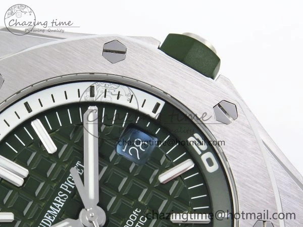 Royal Oak Offshore Diver 15710 IPF 1:1 Best Edition Green Dial on Green Rubber Strap SA3120 Super Clone