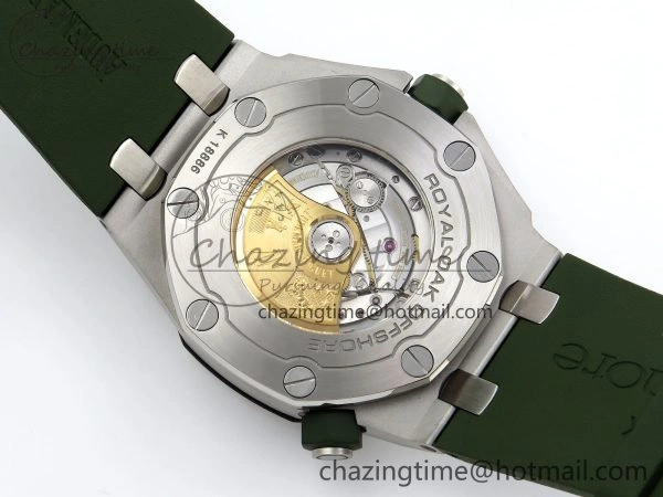 Royal Oak Offshore Diver 15710 IPF 1:1 Best Edition Green Dial on Green Rubber Strap SA3120 Super Clone