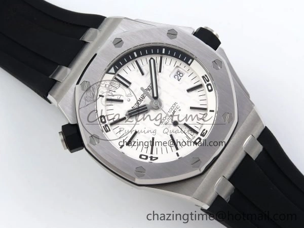Royal Oak Offshore Diver 15710 IPF 1:1 Best Edition White Dial on Black Rubber Strap SA3120 Super Clone