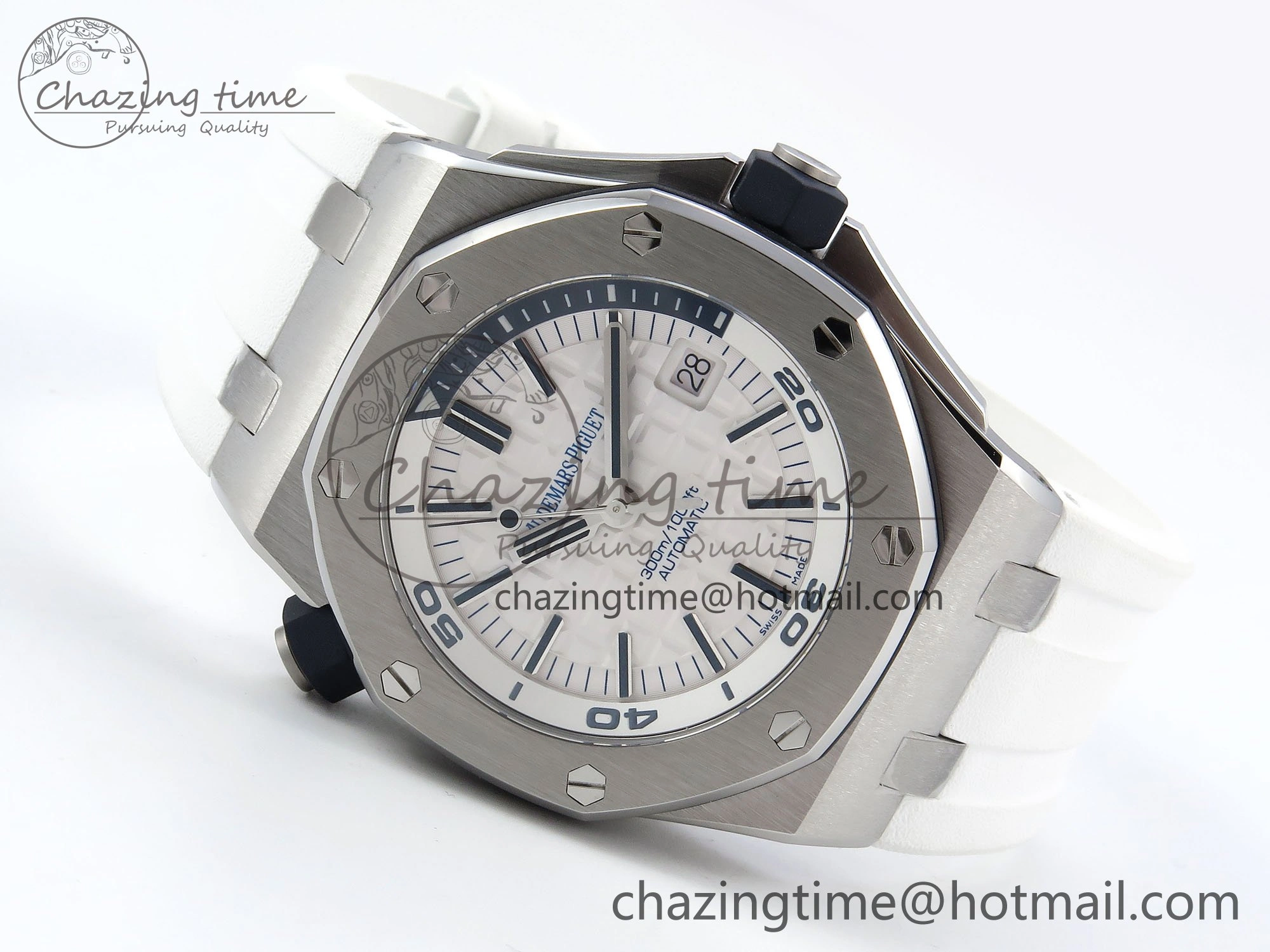 Royal Oak Offshore Diver 15710 IPF 1:1 Best Edition White Dial on White Rubber Strap SA3120 Super Clone