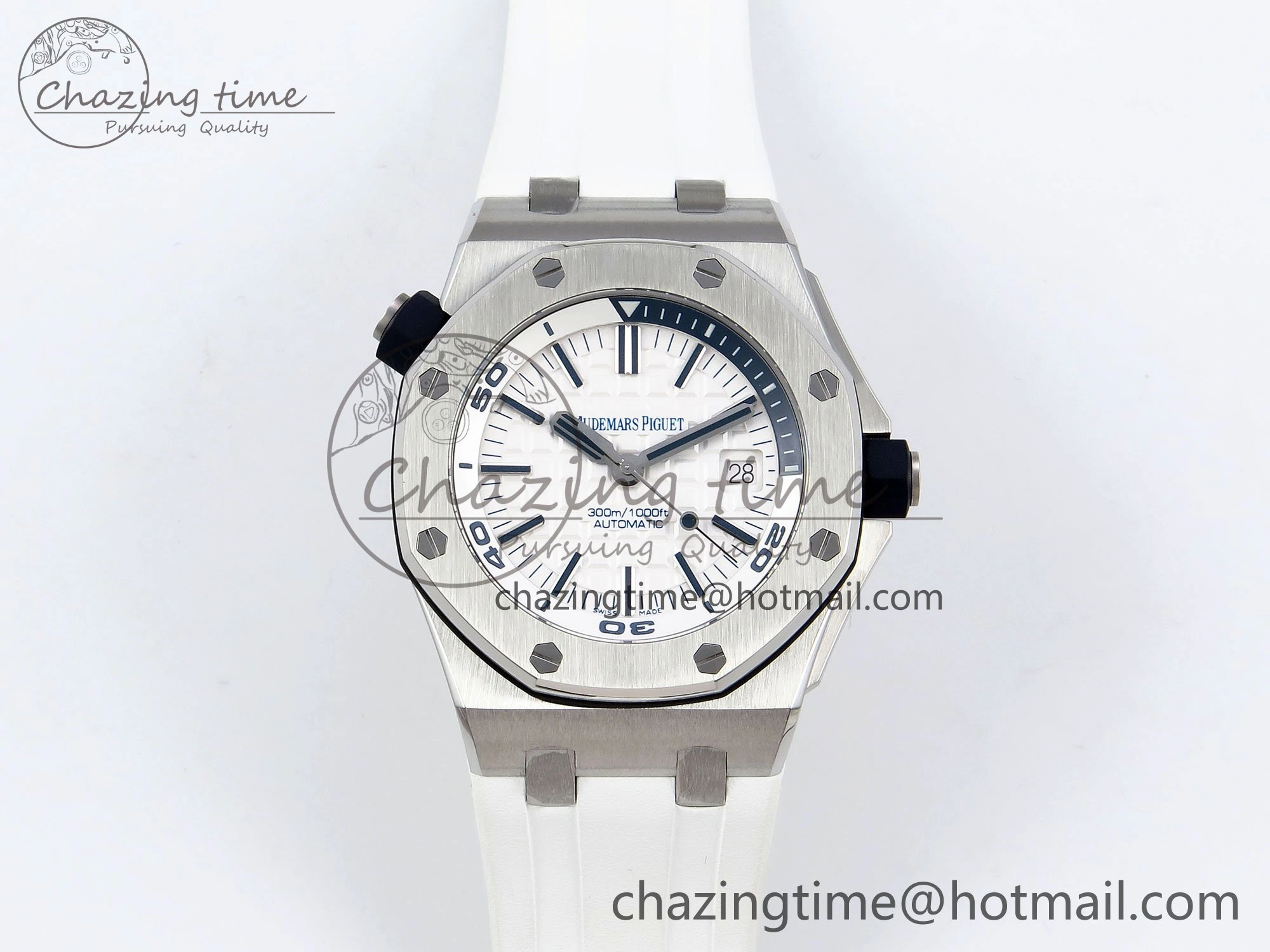 Royal Oak Offshore Diver 15710 IPF 1:1 Best Edition White Dial on White Rubber Strap SA3120 Super Clone