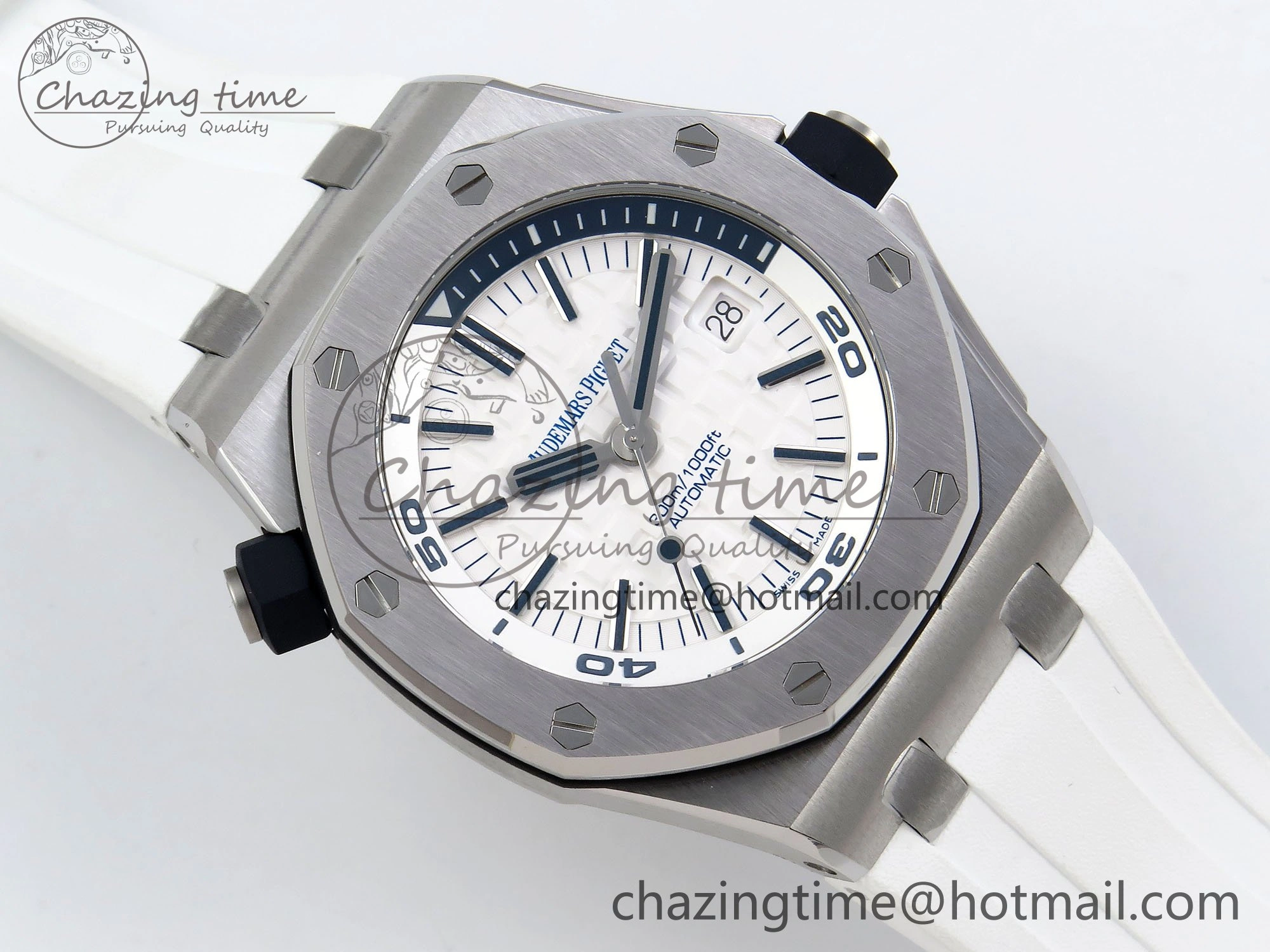 Royal Oak Offshore Diver 15710 IPF 1:1 Best Edition White Dial on White Rubber Strap SA3120 Super Clone